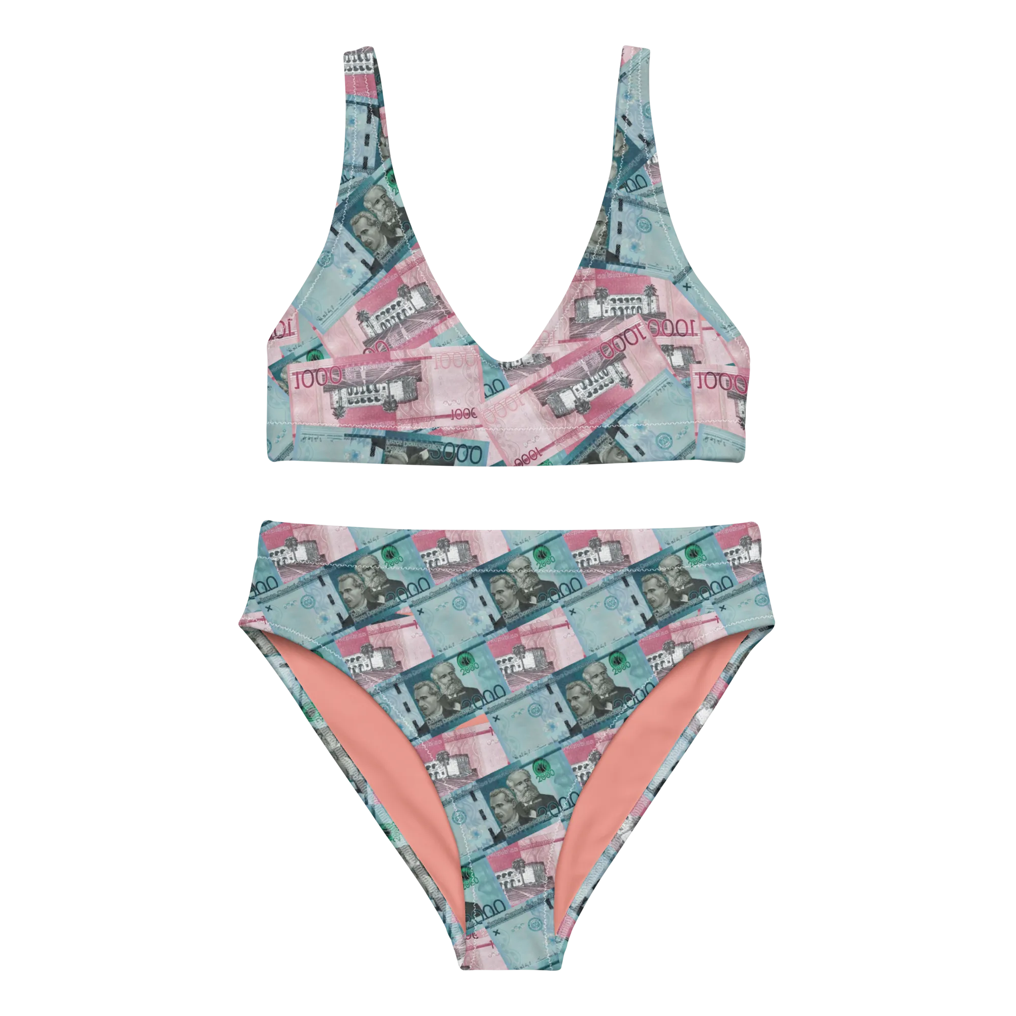 1000 y 2000 Dominican Pesos High-Waisted Two Piece Bikini Set Swimsuit