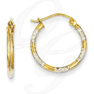 14K & Rhodium Diamond Cut Hoop Earrings