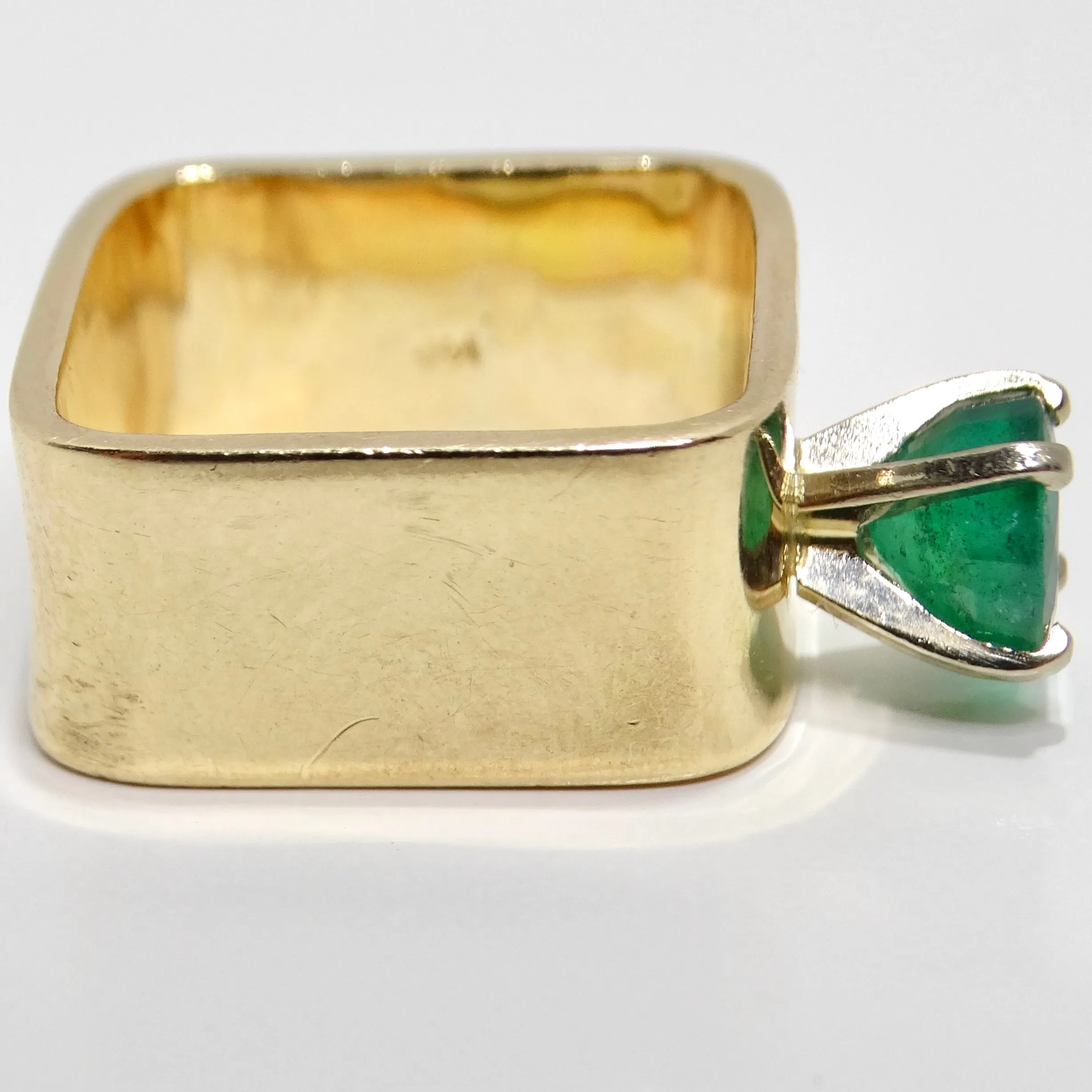 14K Gold Colombian Emerald Square Cocktail Ring