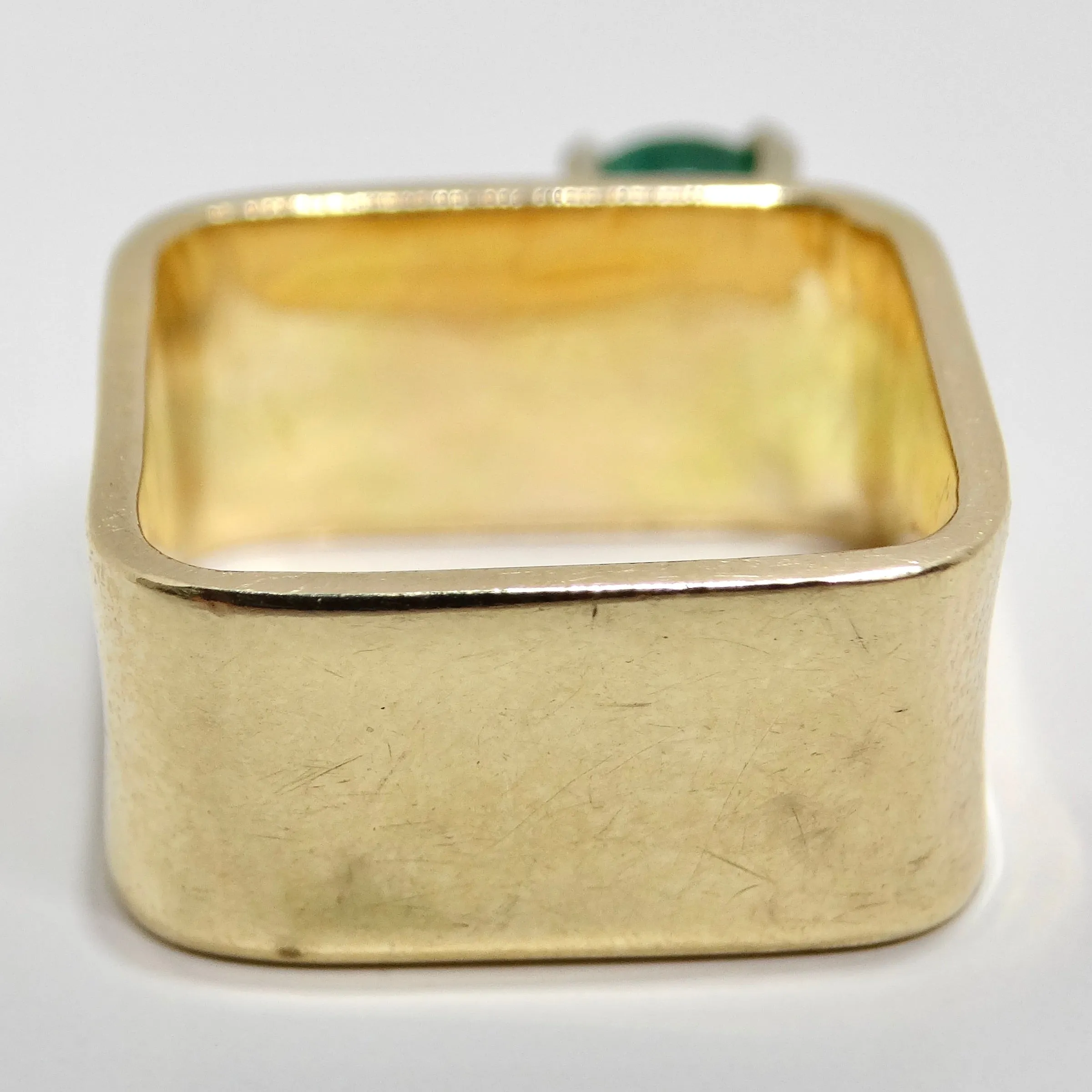 14K Gold Colombian Emerald Square Cocktail Ring