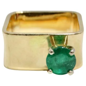 14K Gold Colombian Emerald Square Cocktail Ring