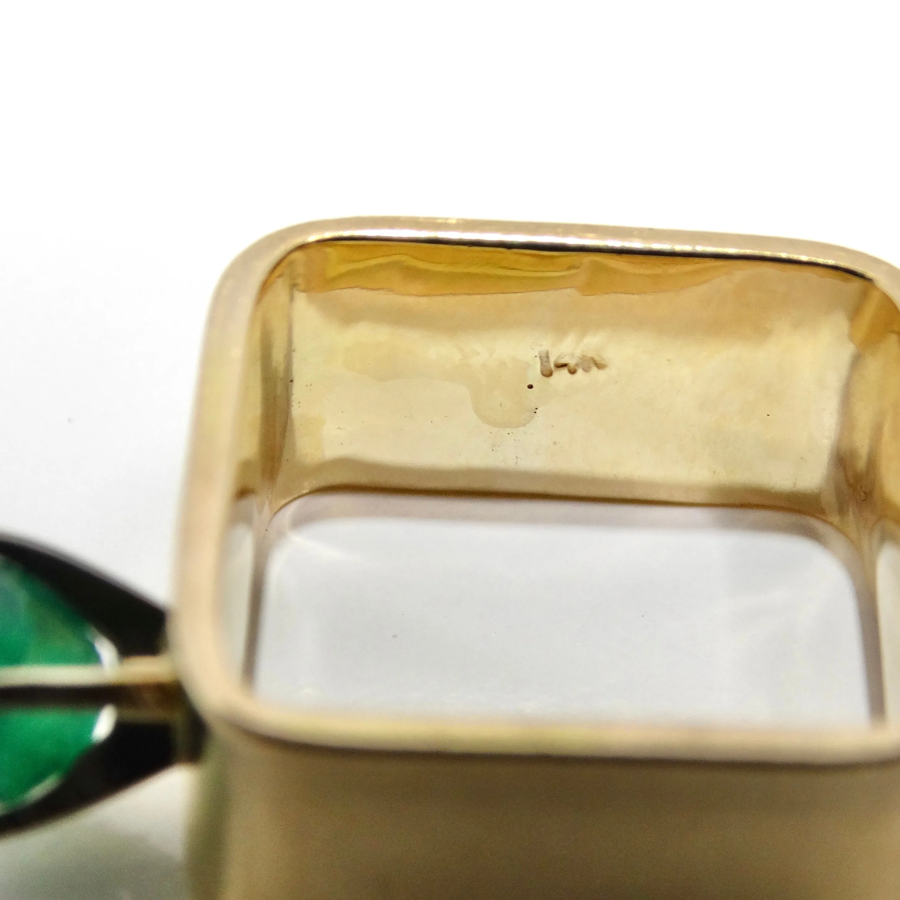 14K Gold Colombian Emerald Square Cocktail Ring