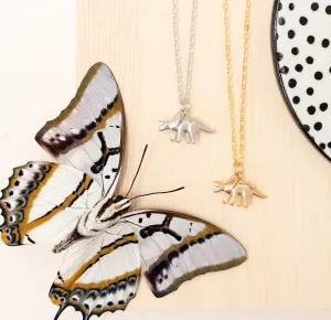 14k Gold or Sterling Silver Triceratops Dinosaur Charm Necklace