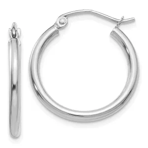 14k White Gold 2MM Round Hoop Earrings