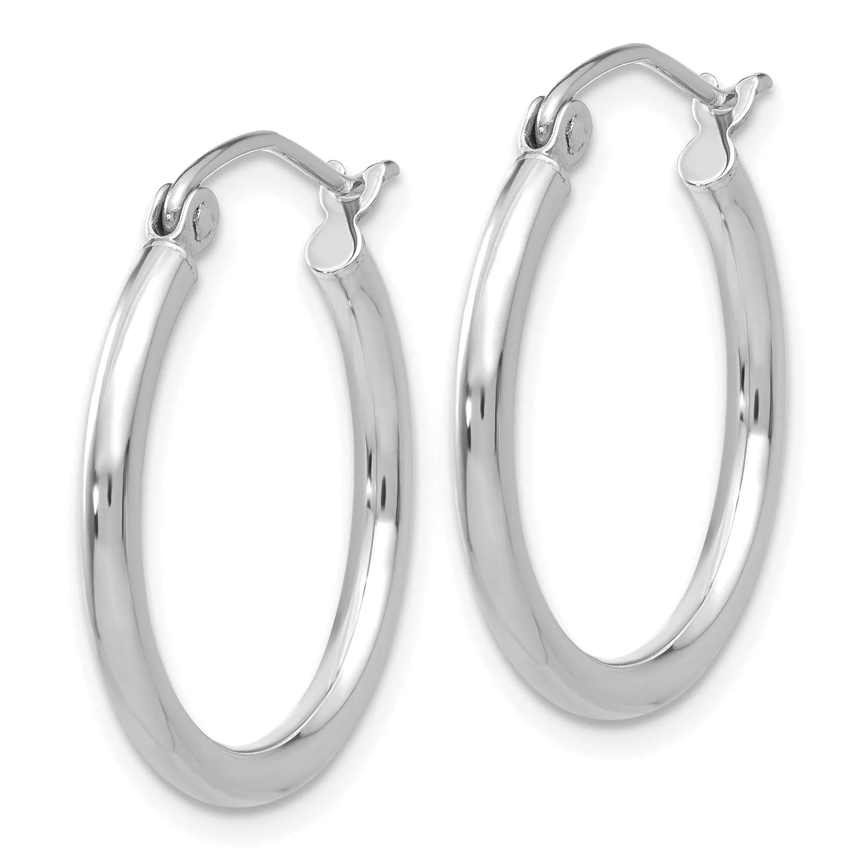14k White Gold 2MM Round Hoop Earrings
