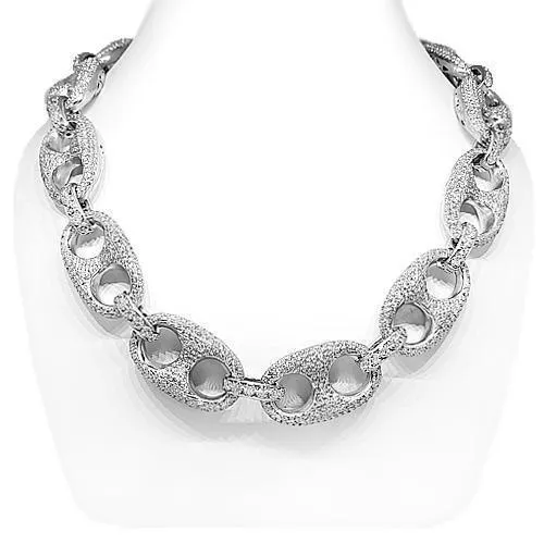 14k White Gold Mens Diamond Mariner Link Chain 76.65 Ctw