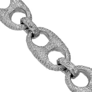 14k White Gold Mens Diamond Mariner Link Chain 76.65 Ctw