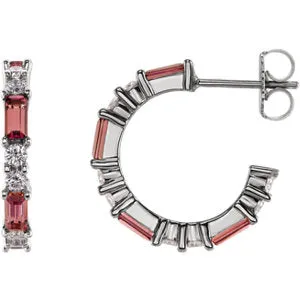 14K White Pink Tourmaline & 1/2 CTW Diamond Earrings