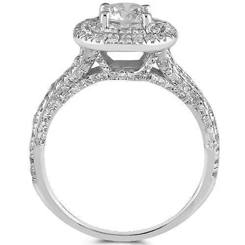 14K White Solid Gold GIA Certified Diamond Engagement Ring 1.60 Ctw