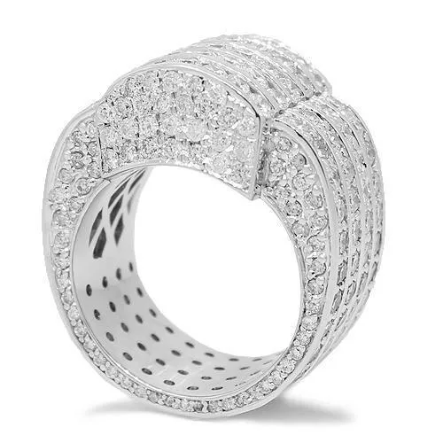 14K White Solid Gold Mens Diamond Ring 13.90 Ctw