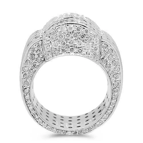 14K White Solid Gold Mens Diamond Ring 13.90 Ctw