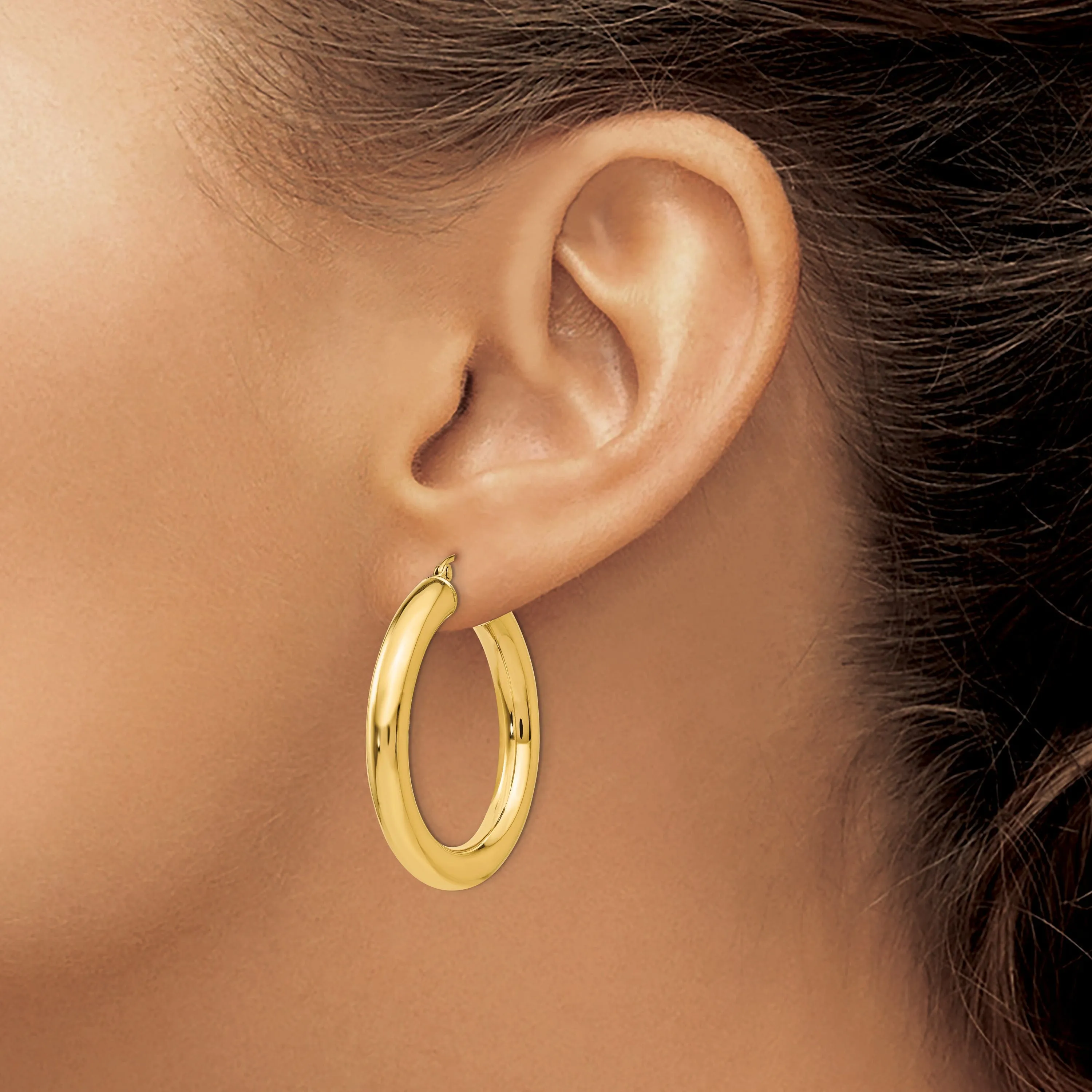 14k Yellow Gold 5MM Lightweight Hoop Earrings