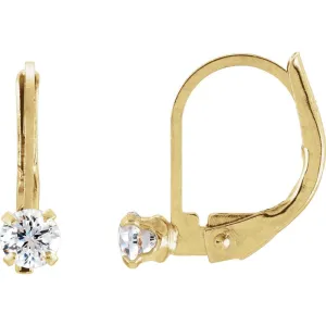 14k Yellow Gold Cubic Zirconia Youth Lever Back Earrings