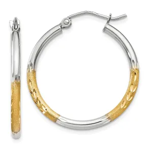 14k Yellow Gold Rhodium 2MM Satin D.C Hoop Earring