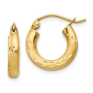14k Yellow Gold Satin D.C 3MM Round Tube Earrings