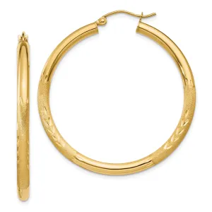 14k Yellow Gold Satin D.C 3MM Round Tube Earrings