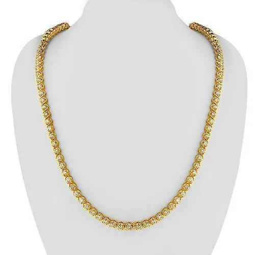 14k Yellow Solid Gold Mens Diamond Tennis Chain 23.00 Ctw