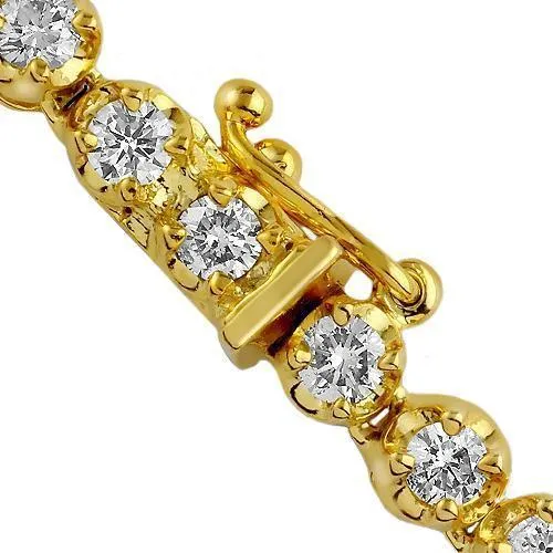 14k Yellow Solid Gold Mens Diamond Tennis Chain 23.00 Ctw