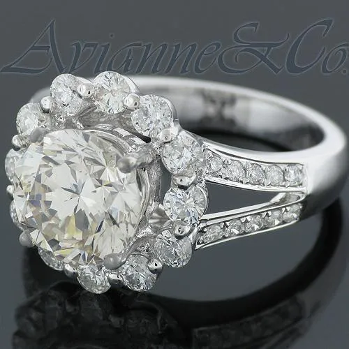 18K White Solid Gold Diamond Engagement Ring 3.55 Ctw