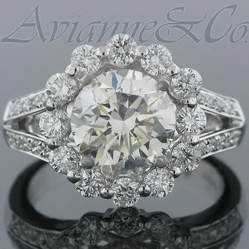 18K White Solid Gold Diamond Engagement Ring 3.55 Ctw