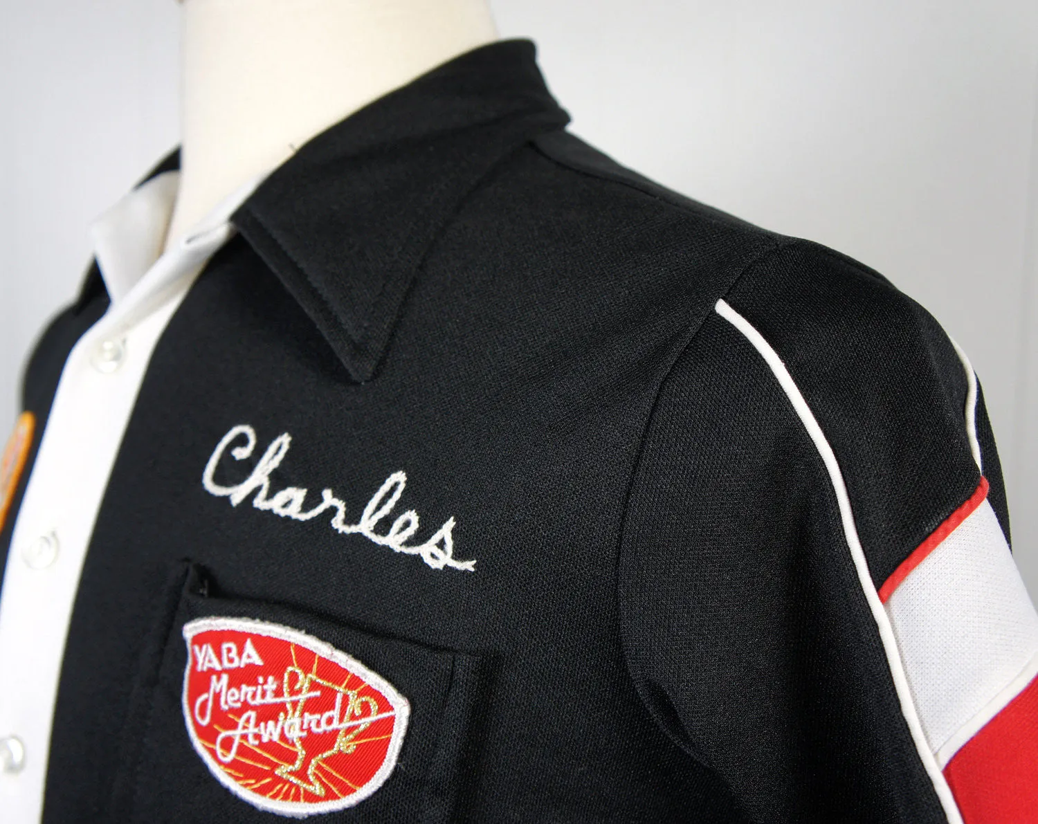 1980's Bowling Shirt w/ Patches - Charles, Size S