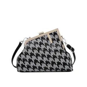 2023Sequined Irregular Houndstooth Small Square Bag Shoulder Messenger BaginsWomen's Clipped Button Women's Bag Fashion Underarm Bag