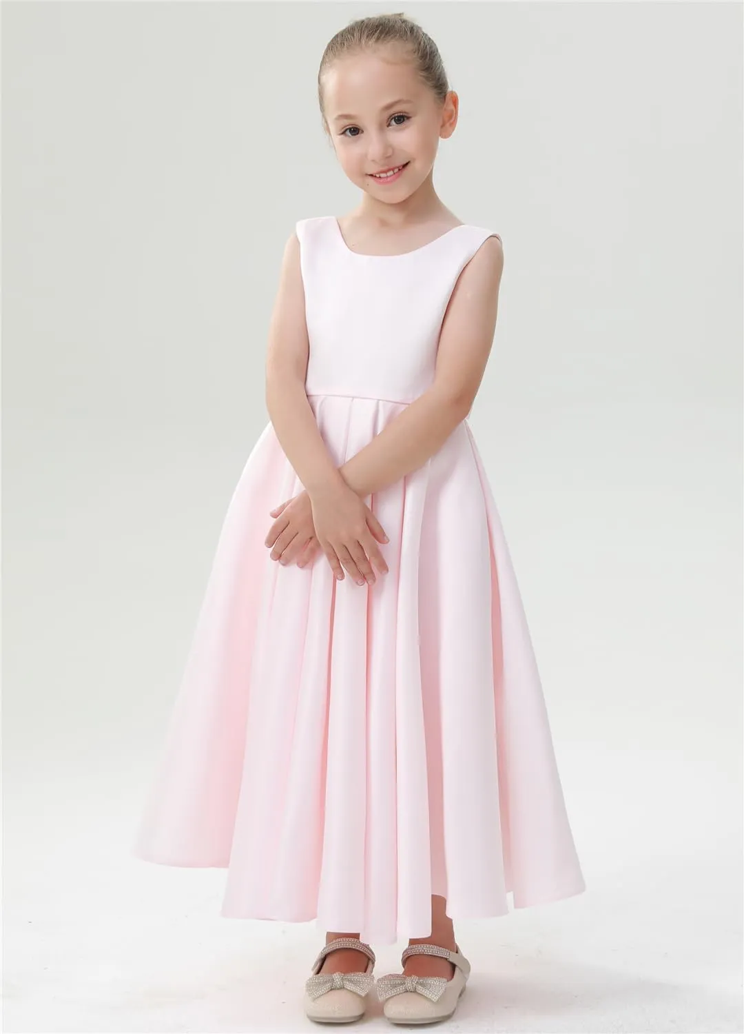 2Bunnies Girls' Satin Bow-Knot Sleeveless Maxi Dress