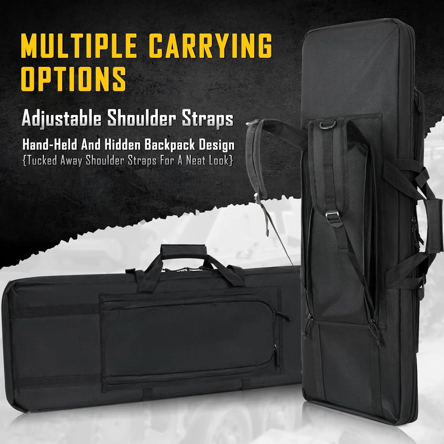 32/36/42/48/52 Inch Double Rifle Case, Shooting Range Tactical Rifle Backpack