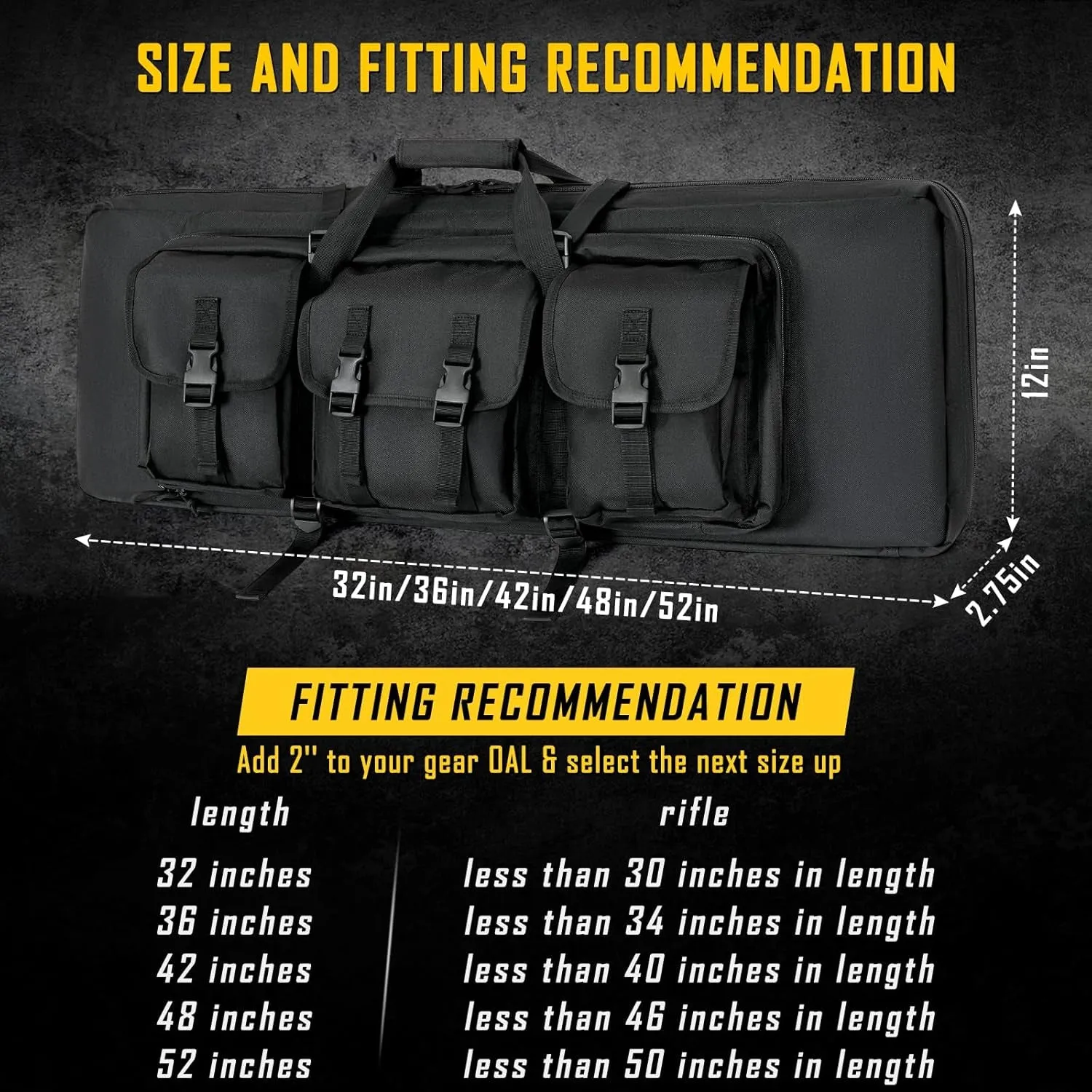 32/36/42/48/52 Inch Double Rifle Case, Shooting Range Tactical Rifle Backpack