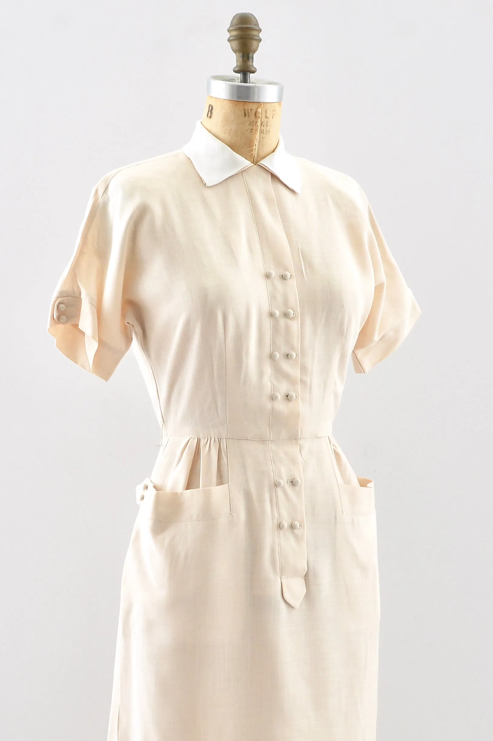 40's Beige Dress / S