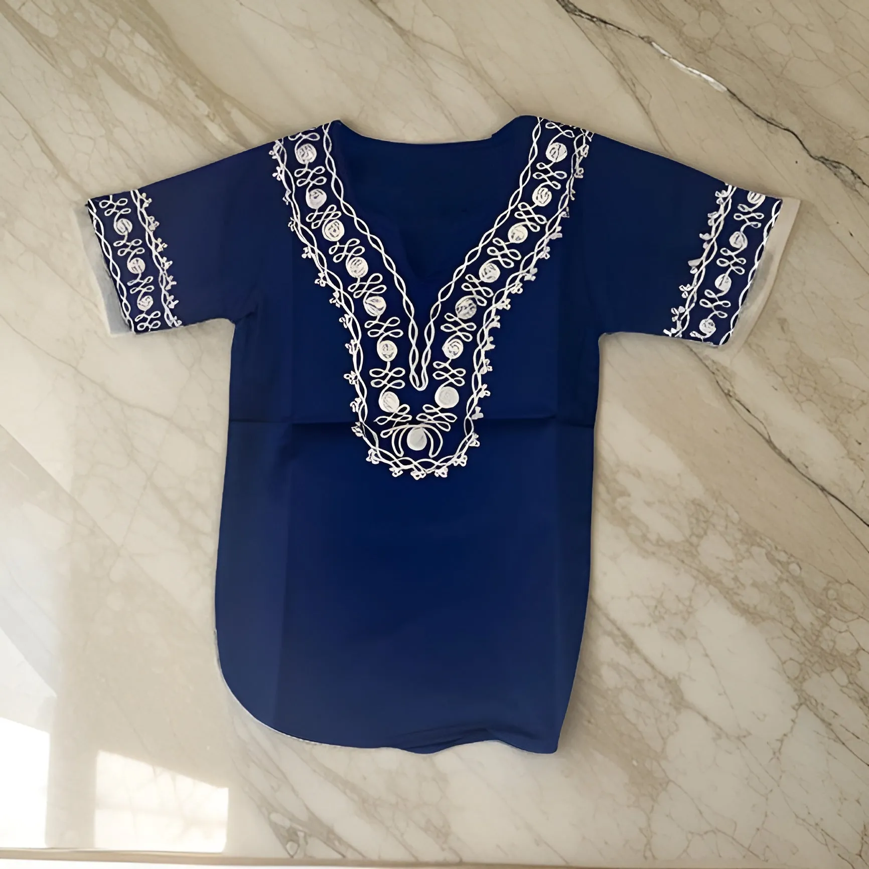 6-9 Months African Kids Solid Embroidered Dashiki Shirt