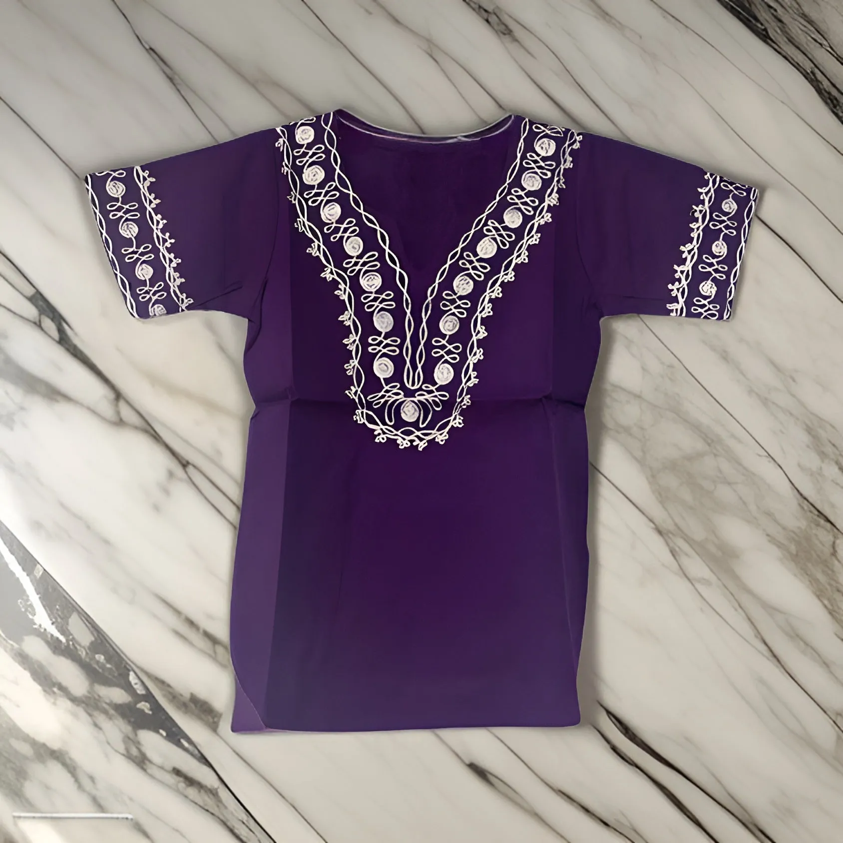6-9 Months African Kids Solid Embroidered Dashiki Shirt