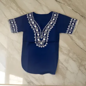 6-9 Months African Kids Solid Embroidered Dashiki Shirt