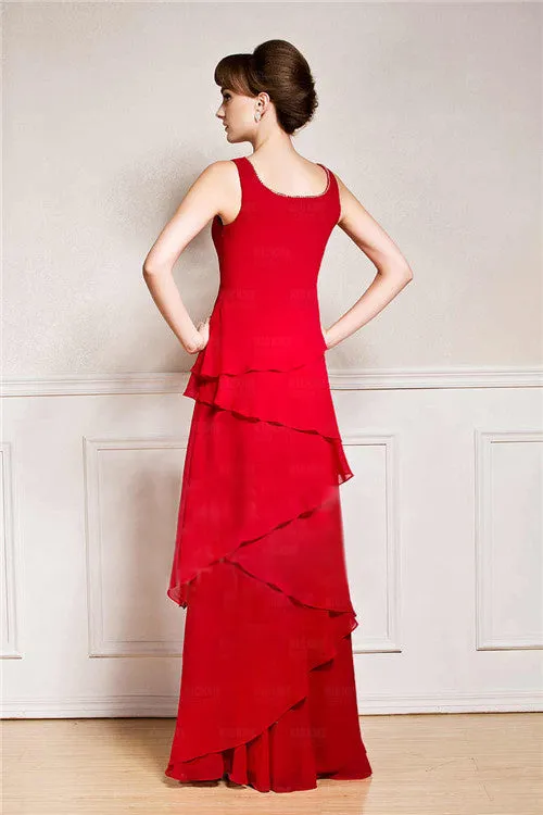 A-line Square Strap Ankle-length Sleeveless Backless mother's dress