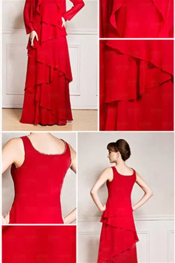 A-line Square Strap Ankle-length Sleeveless Backless mother's dress