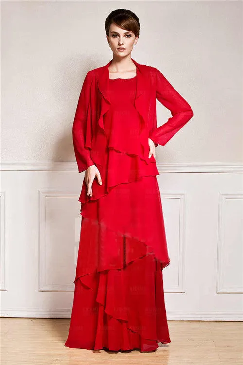 A-line Square Strap Ankle-length Sleeveless Backless mother's dress