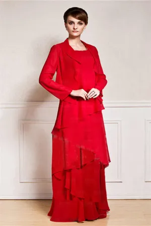 A-line Square Strap Ankle-length Sleeveless Backless mother's dress