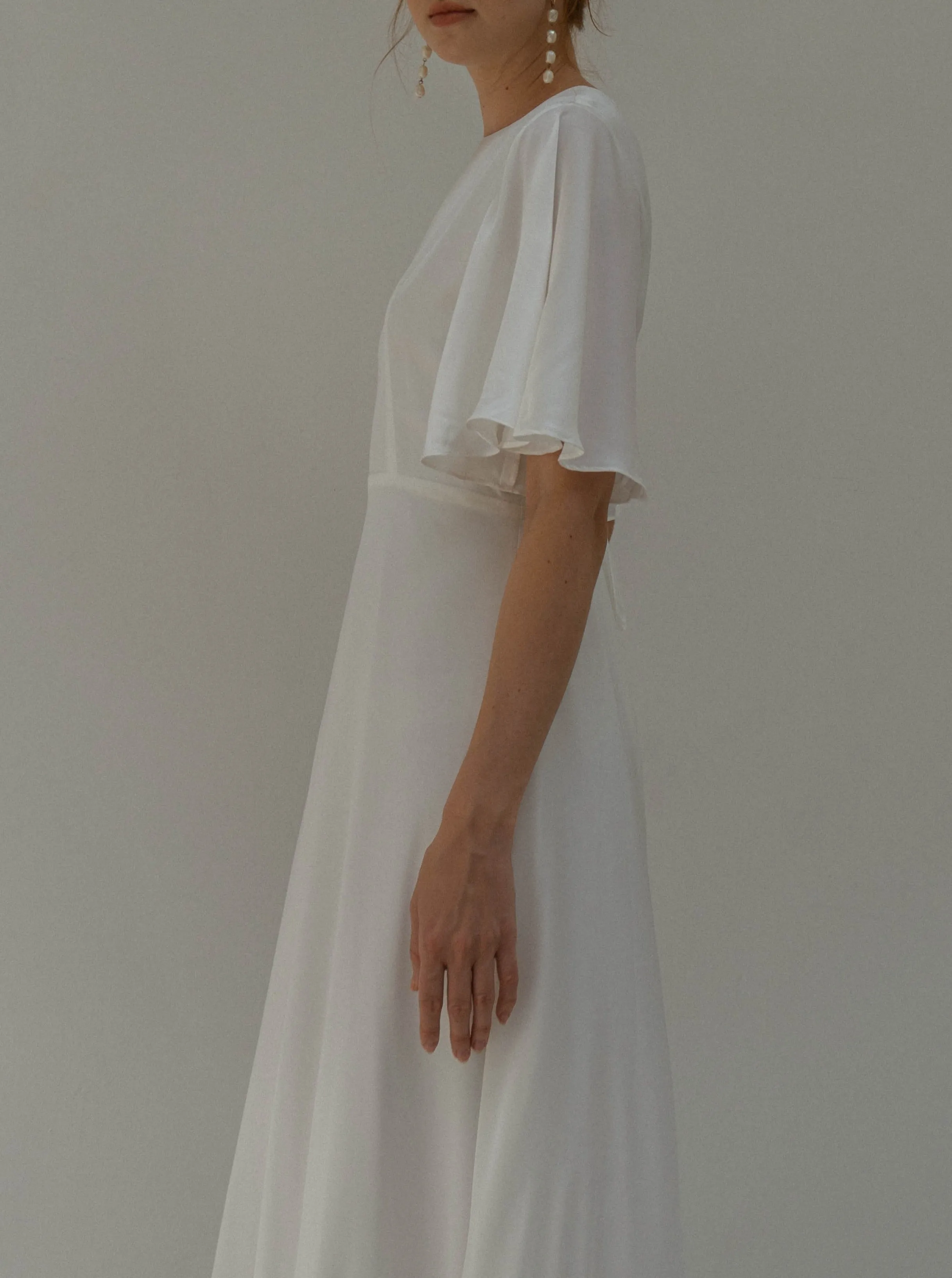 Adele Flutter Sleeves Floor Length Dress