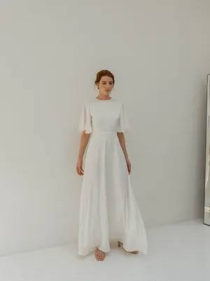 Adele Flutter Sleeves Floor Length Dress