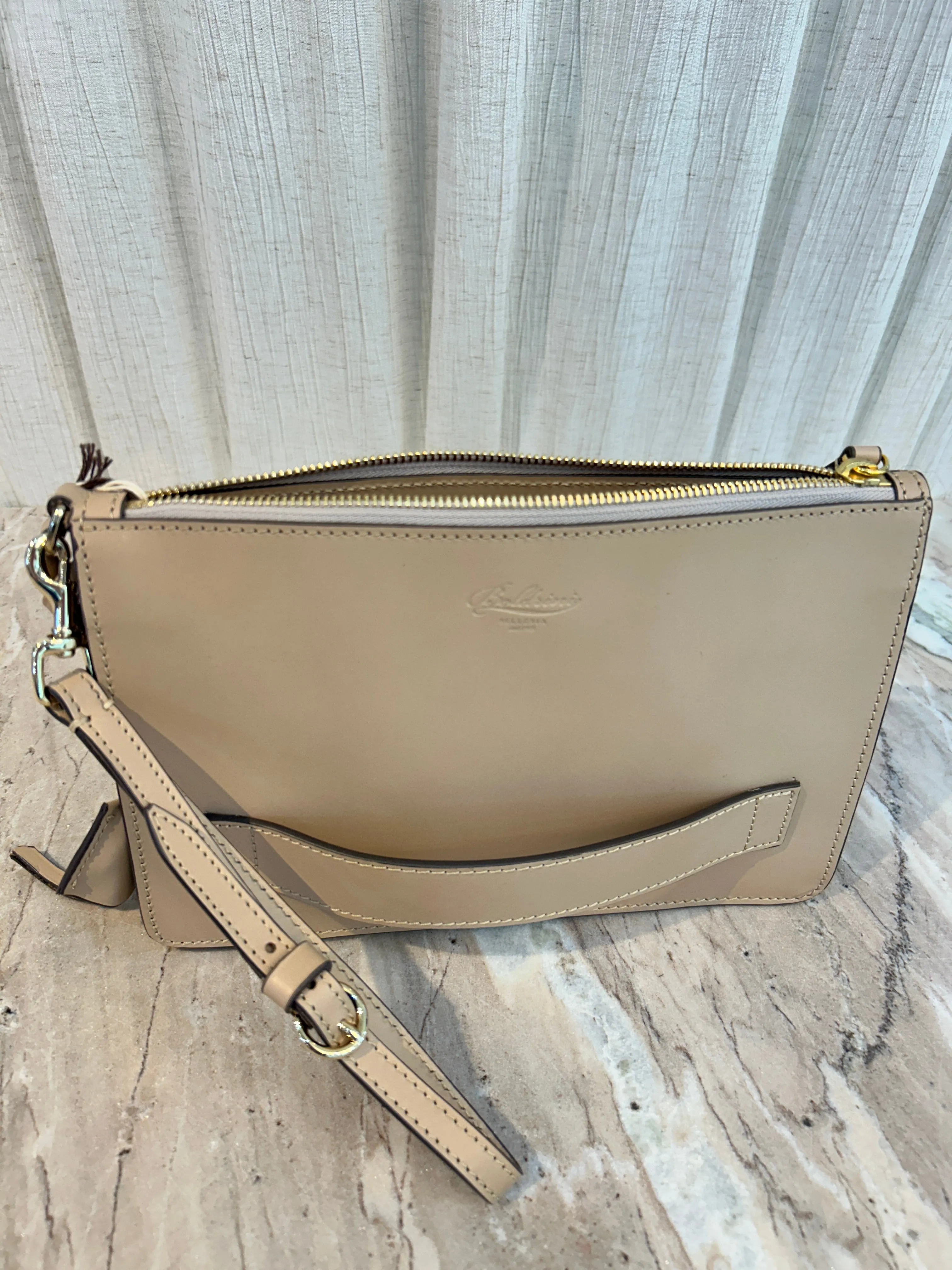 ADELE LEATHER CLUTCH - ARGILLA