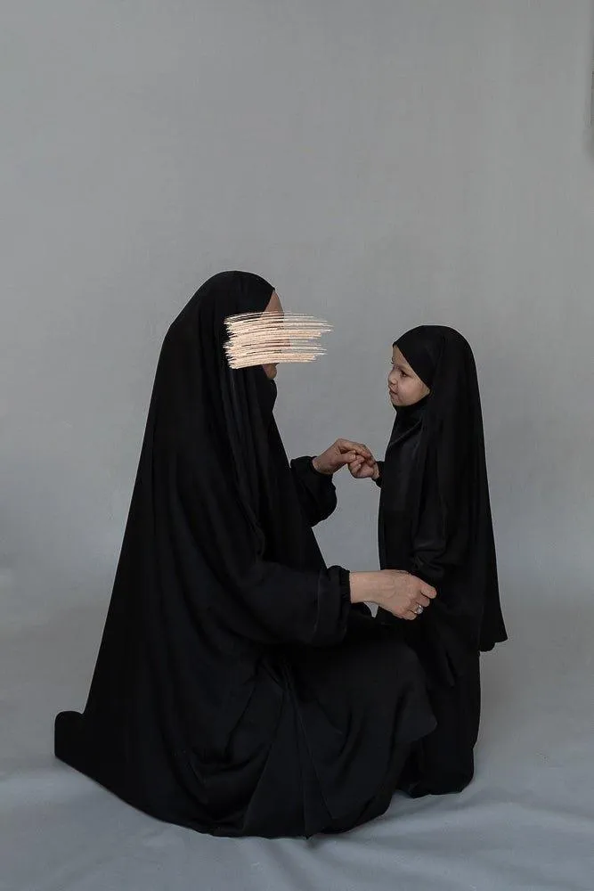 Adult Black prayer gown from "Mommy and Me Prayer Khimar collection
