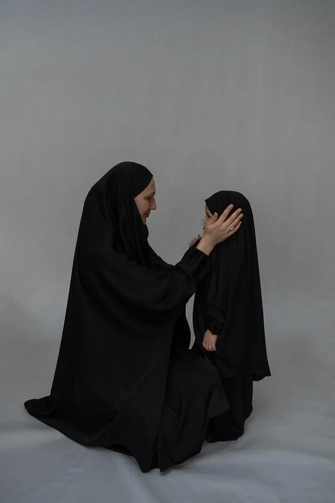 Adult Black prayer gown from "Mommy and Me Prayer Khimar collection