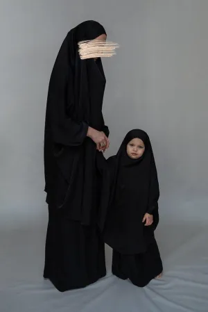Adult Black prayer gown from "Mommy and Me Prayer Khimar collection