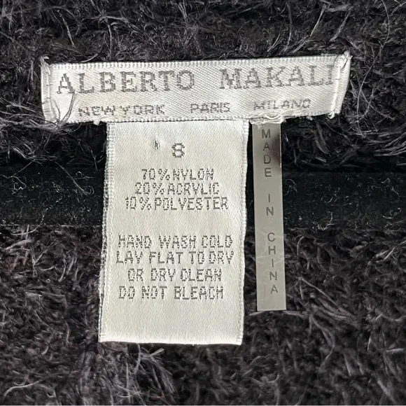 Alberto Makali Black Knitted super soft stylish crocheted sweater Poncho Cape