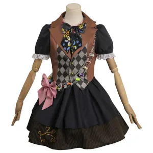 Alice in Wonderland Mad Hatter Tarrant Hightopp Cosplay Costume Women Dress Outfits Halloween Carnival
