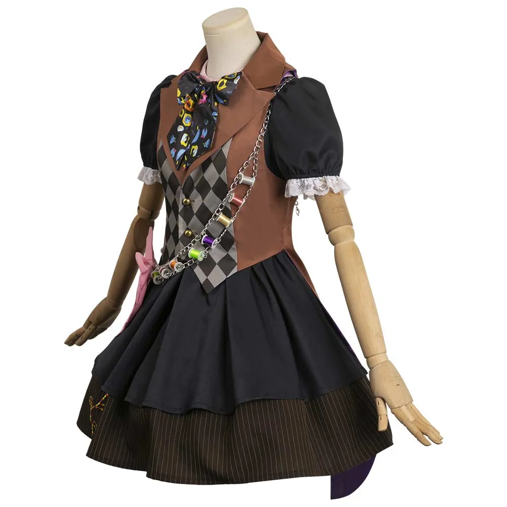 Alice in Wonderland Mad Hatter Tarrant Hightopp Cosplay Costume Women Dress Outfits Halloween Carnival