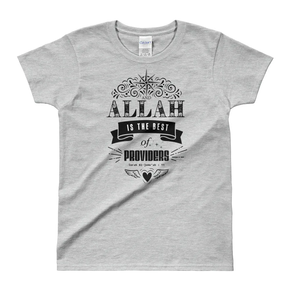 Allah is The Best Provider T Shirt Grey Quranic Verses T Shirt for Women