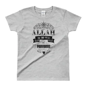 Allah is The Best Provider T Shirt Grey Quranic Verses T Shirt for Women