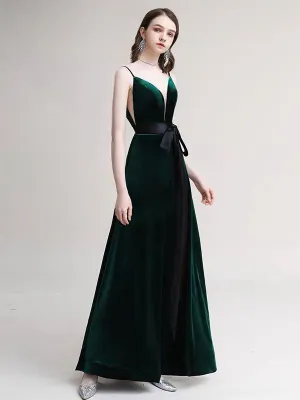Amazing Evening Dress A Line V Neck Velour Floor Length Sash Social Pageant Dresses