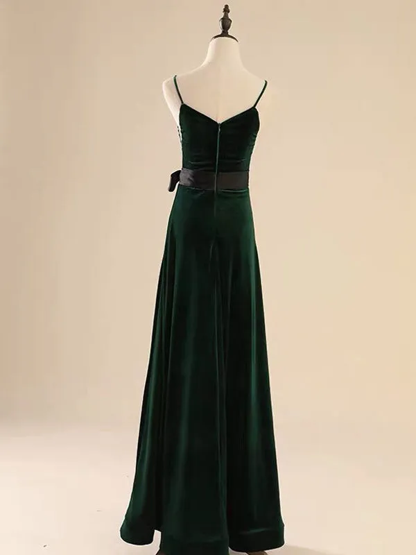 Amazing Evening Dress A Line V Neck Velour Floor Length Sash Social Pageant Dresses